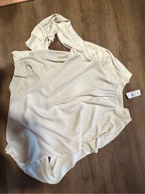 Ann Taylor Off-White Split-Neck Blouse
